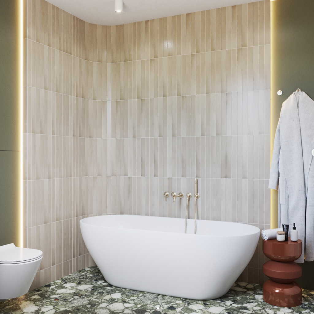 Venice Emerald Matt Terrazzo Tile Green Tiles 60cm x 120cm