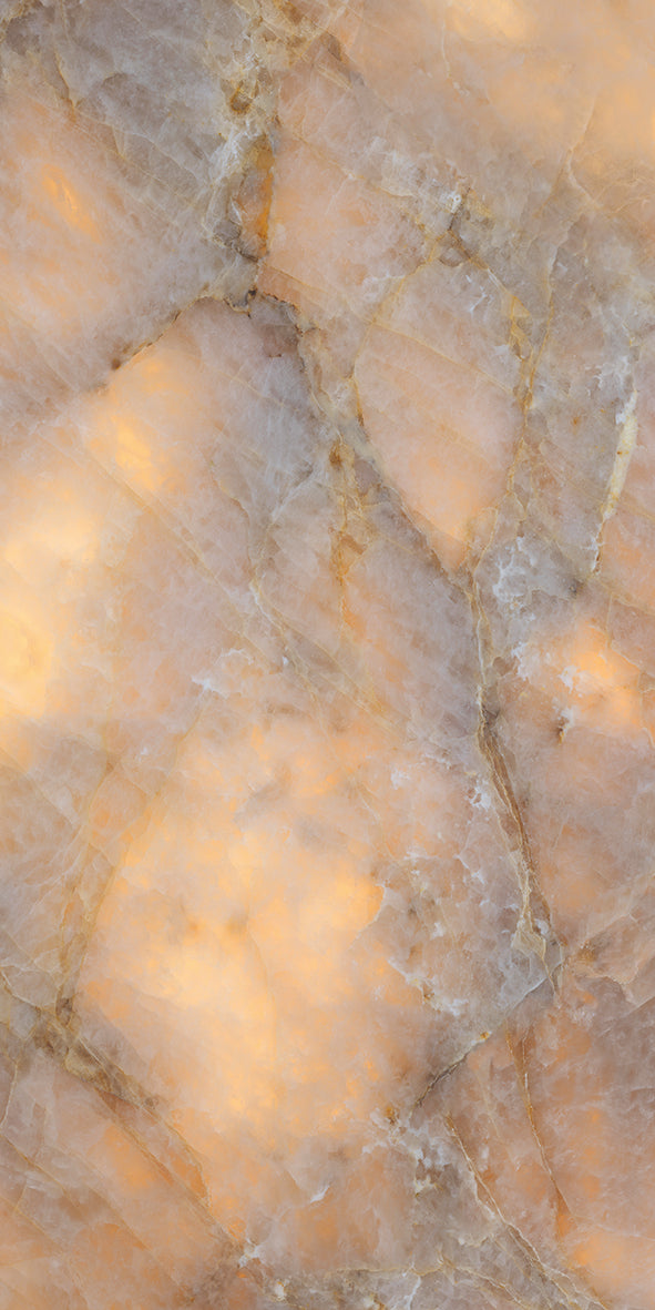 CUT TILE SAMPLE Lumen Precious Stone | Amber Polished Porcelain Tiles  | 60cm x 120cm