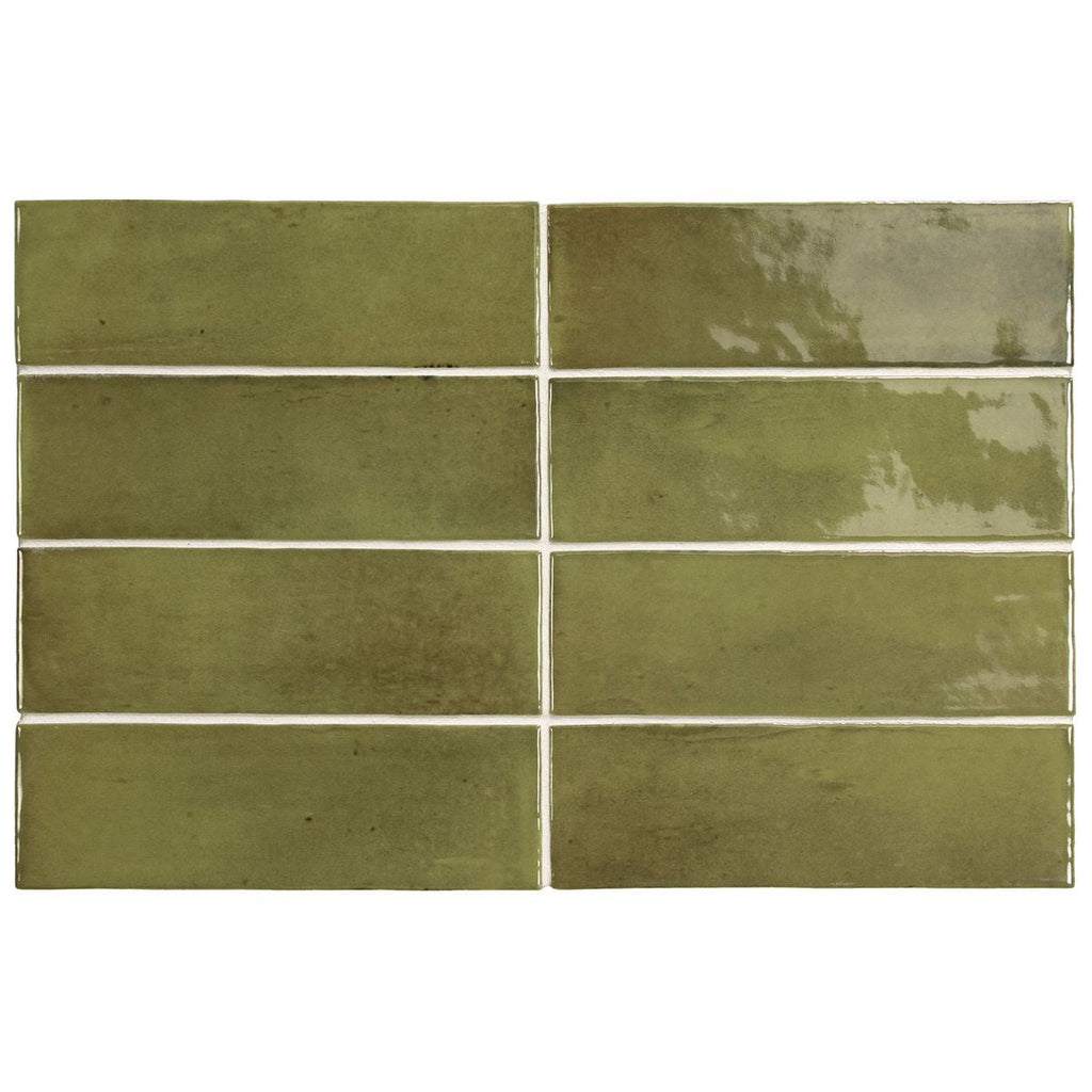 Benomar Verde Moroccan Mini Brick GLOSS Tile 5cm x 15cm