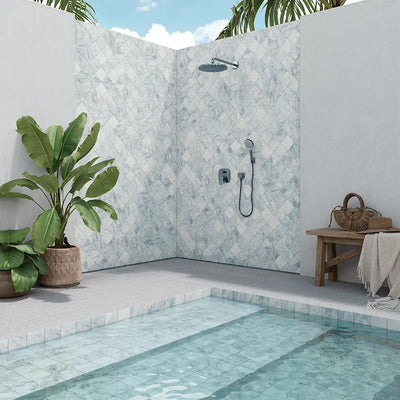 Amalfi Brick Azul Vintage Marble Wall & Floor Tiles 5.4cm x 22cm