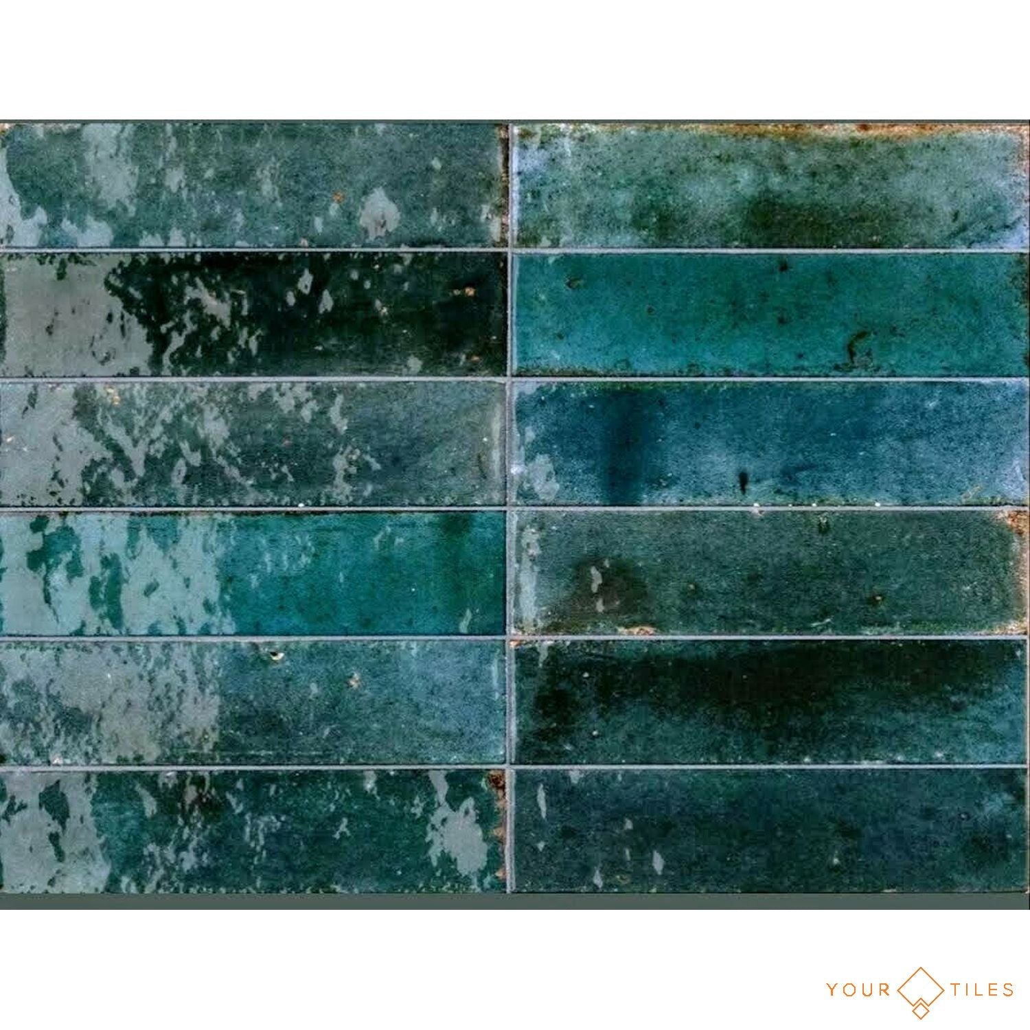 FULL TILE SAMPLE Levent Blue Porcelain Wall Tiles & Floor Tiles 6cm x 24cm