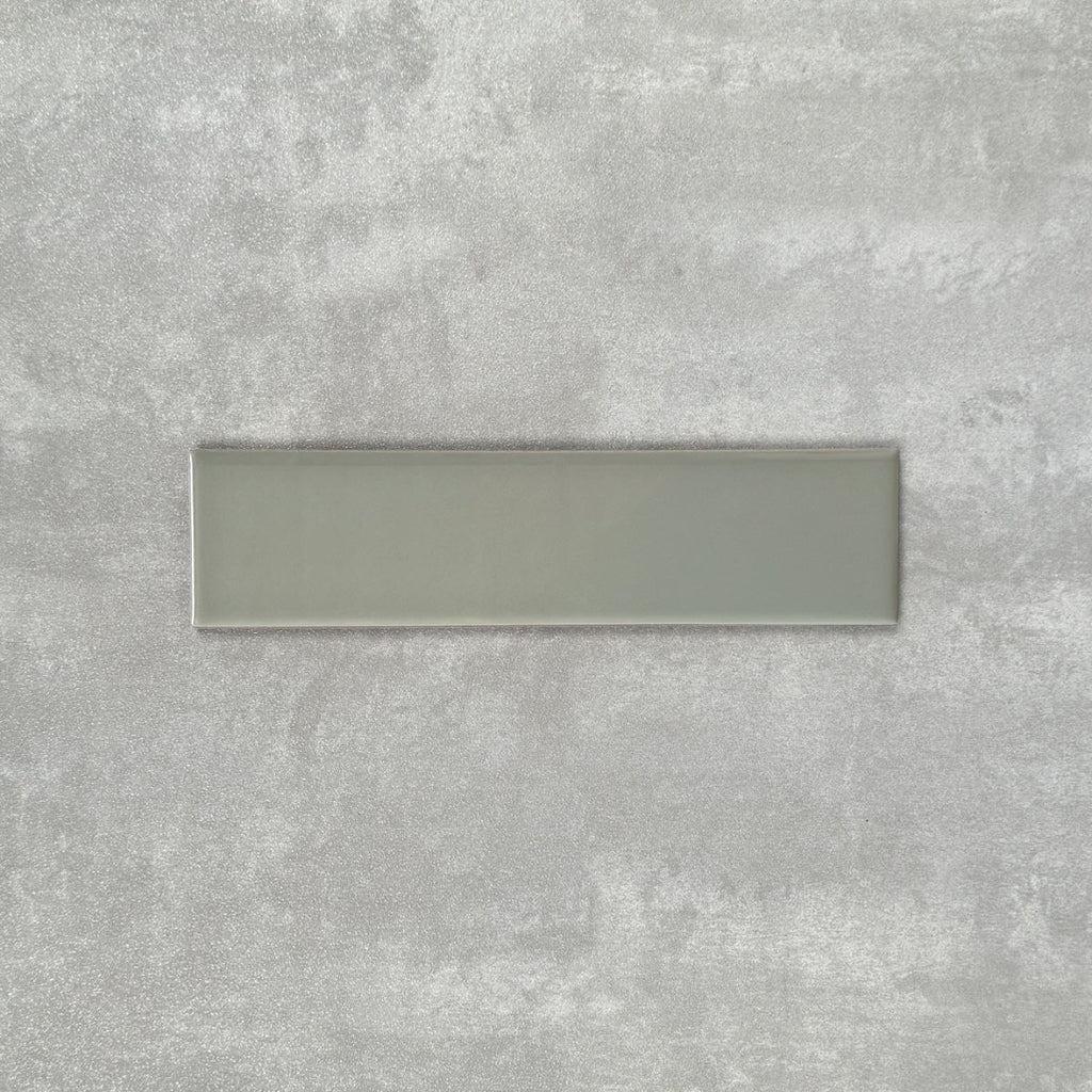 FULL TILE SAMPLE Brooklyn  Sage Green Flat Gloss Metro Subway Tiles 7.5cm x 30cm