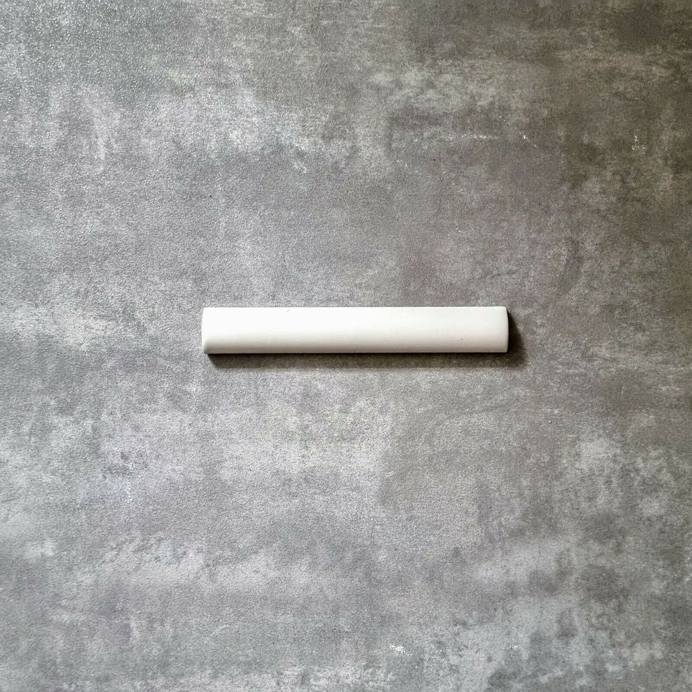 FULL BULLNOSE SAMPLE Zellige White Pencil Bullnose Border Tile 3cm x 20cm