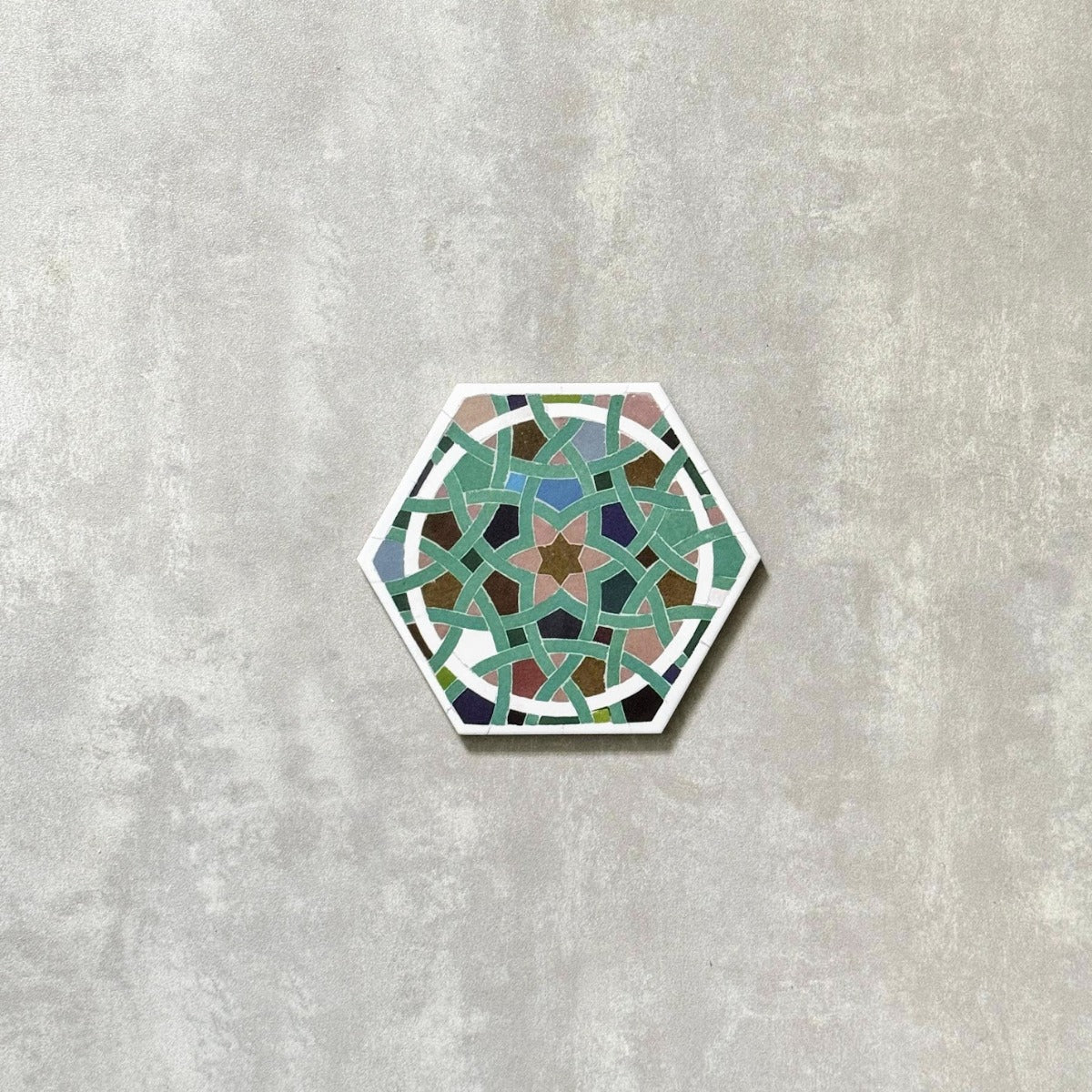 FULL TILE SAMPLE Babylon Byzantium Hexagon 18.7cm x 21.6cm