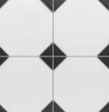 CUT TILE SAMPLE Belvoir Black Victorian Style Porcelain Floor Tiles 33cm x 33cm