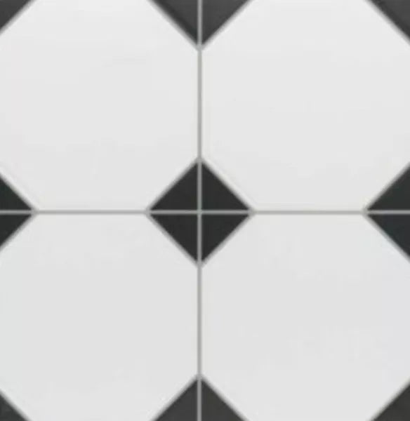 CUT TILE SAMPLE Belvoir Black Victorian Style Porcelain Floor Tiles 33cm x 33cm