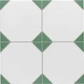 CUT TILE SAMPLE Belvoir Green Victorian Style Porcelain Floor Tiles 33cm x 33cm