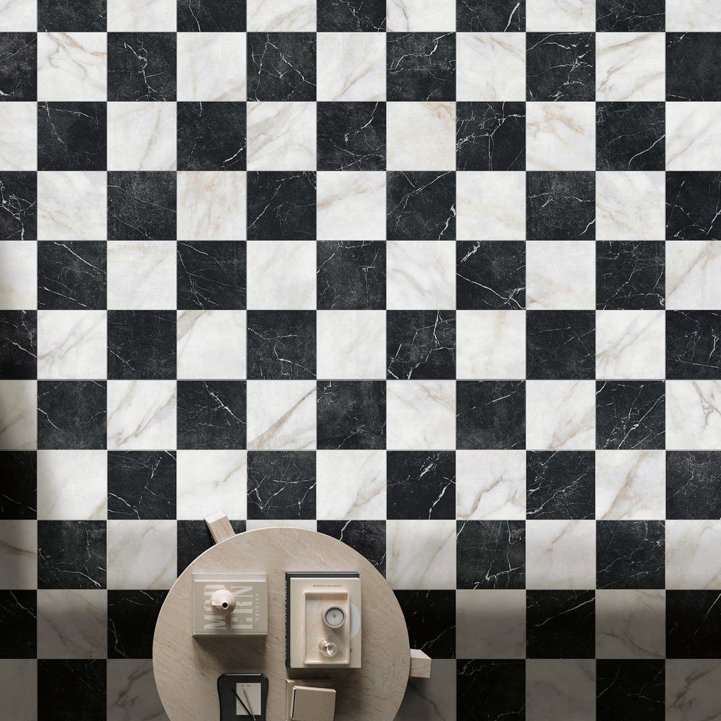 Vitoria Classic Black Marble Style Chequerboard Tiles | 30cm x 30cm