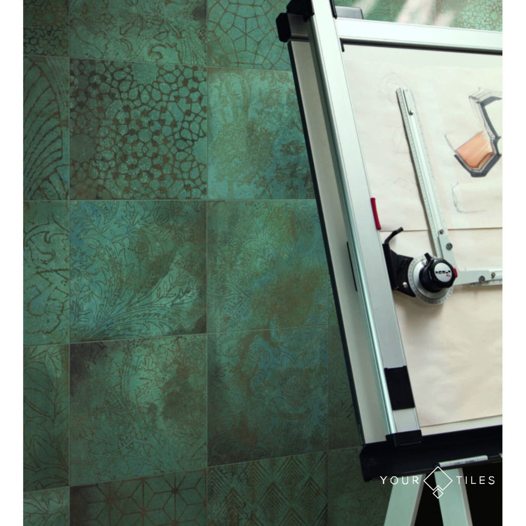 Verde Patterns Copper Oxide Metallic Wall & Floor Tile 30cm x 30cm