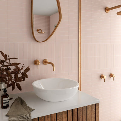 Gallery Brick Tile Stony Pink Matt 5cm x 20cm