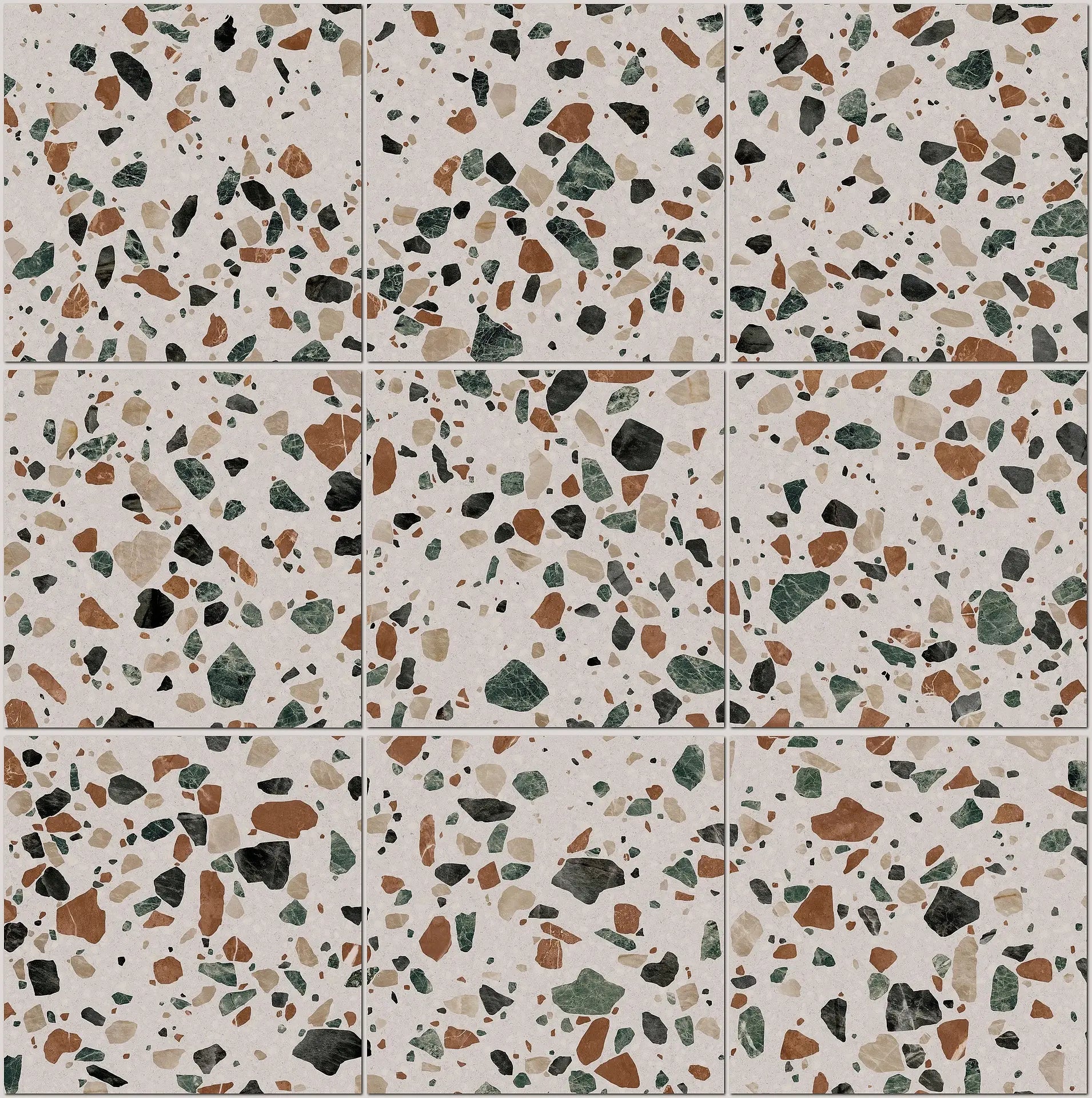 FULL TILE SAMPLE Turin  Terrazzo Blanco DROPS Tiles | 20cm x 20cm