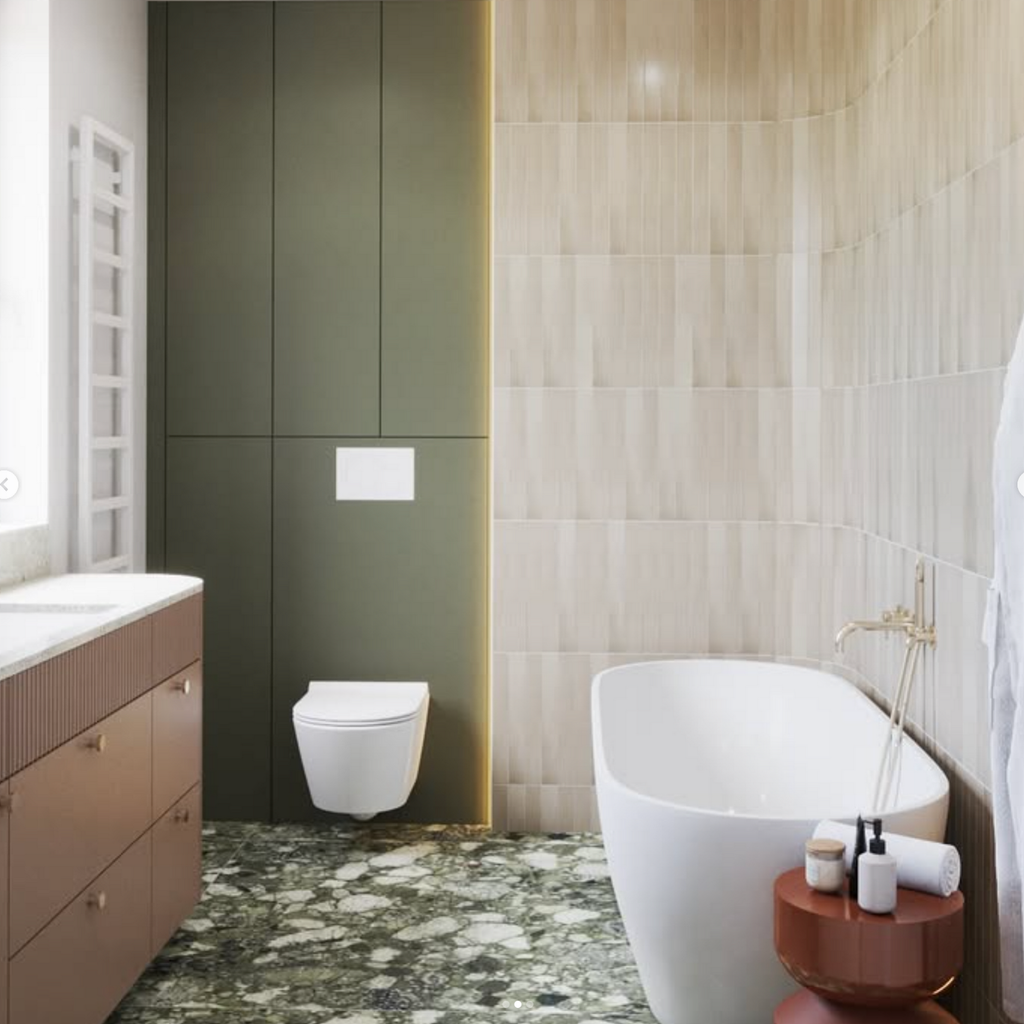 Venice Emerald Matt Terrazzo Tile Green Tiles 60cm x 60cm