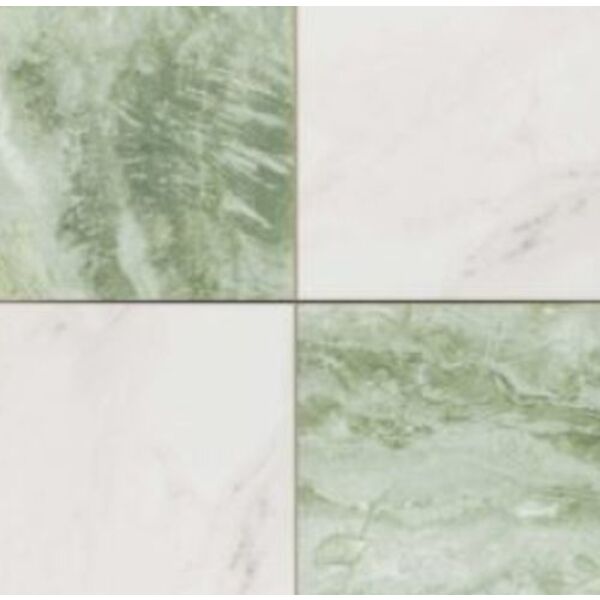 2 x CUT TILE SAMPLE Scacchi Emerald Green Marble Chessboard Tiles 44cm x 44cm