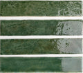 Pottery Brick Tile | Forest Green | Wall Tile | 5cm x 25cm | FULL TILE SAMPLE