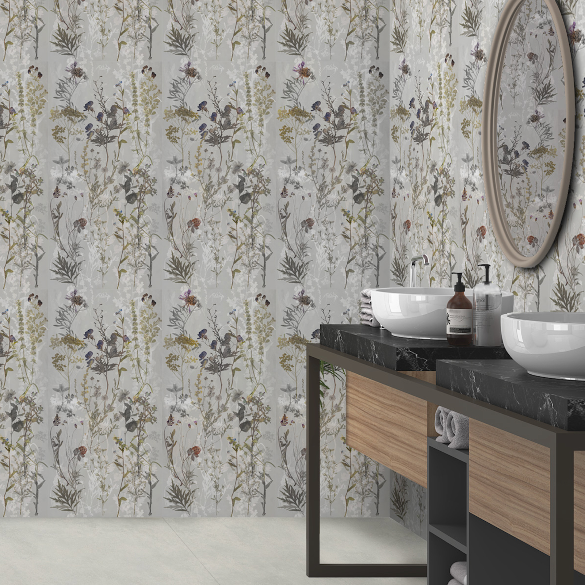 CUT TILE SAMPLE Meadow flowers Decor Tiles | 60cm x 120cm