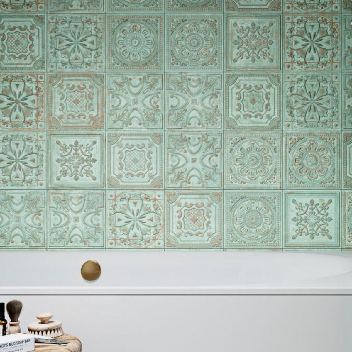 Regency Tin Green Embossed Wall Panel Tiles