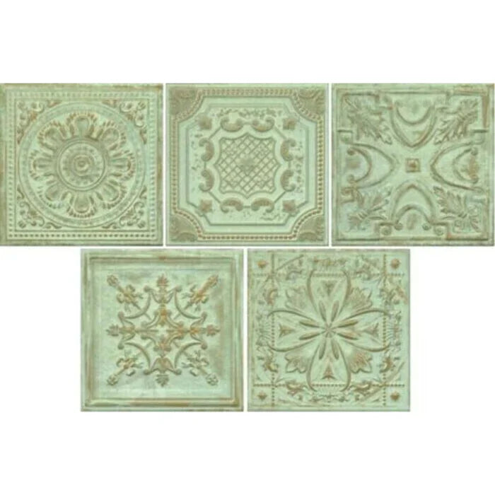 FULL TILE SAMPLE Regency Tin Green Embossed Wall Panel Tiles