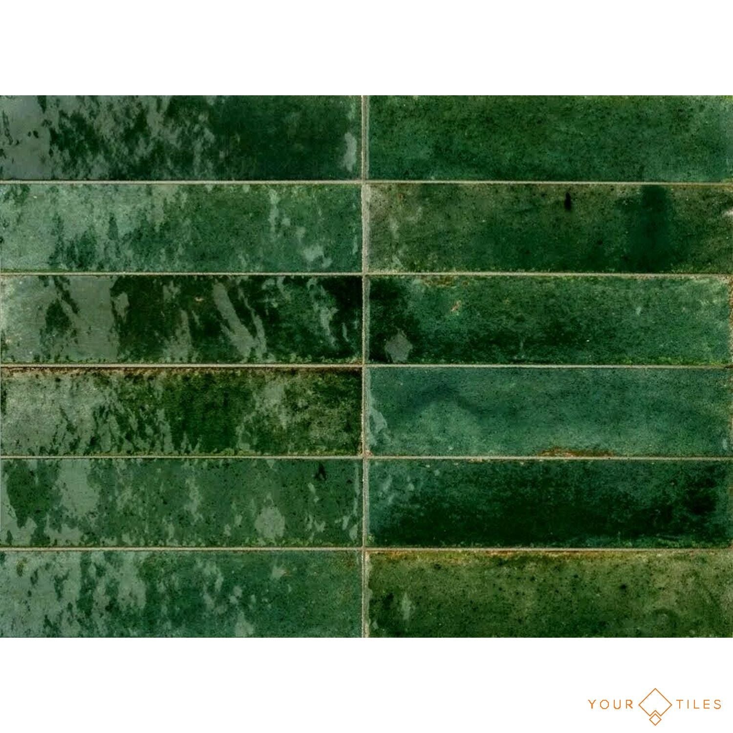 Levent Green Tiles Porcelain Wall & Floor Tiles 6cm x 24cm