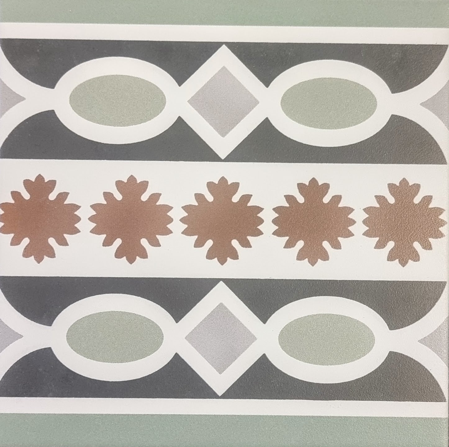 FULL TILE SAMPLE Imperial Victorian Green Mini Tiles | Border Tile | 15cm x 15cm