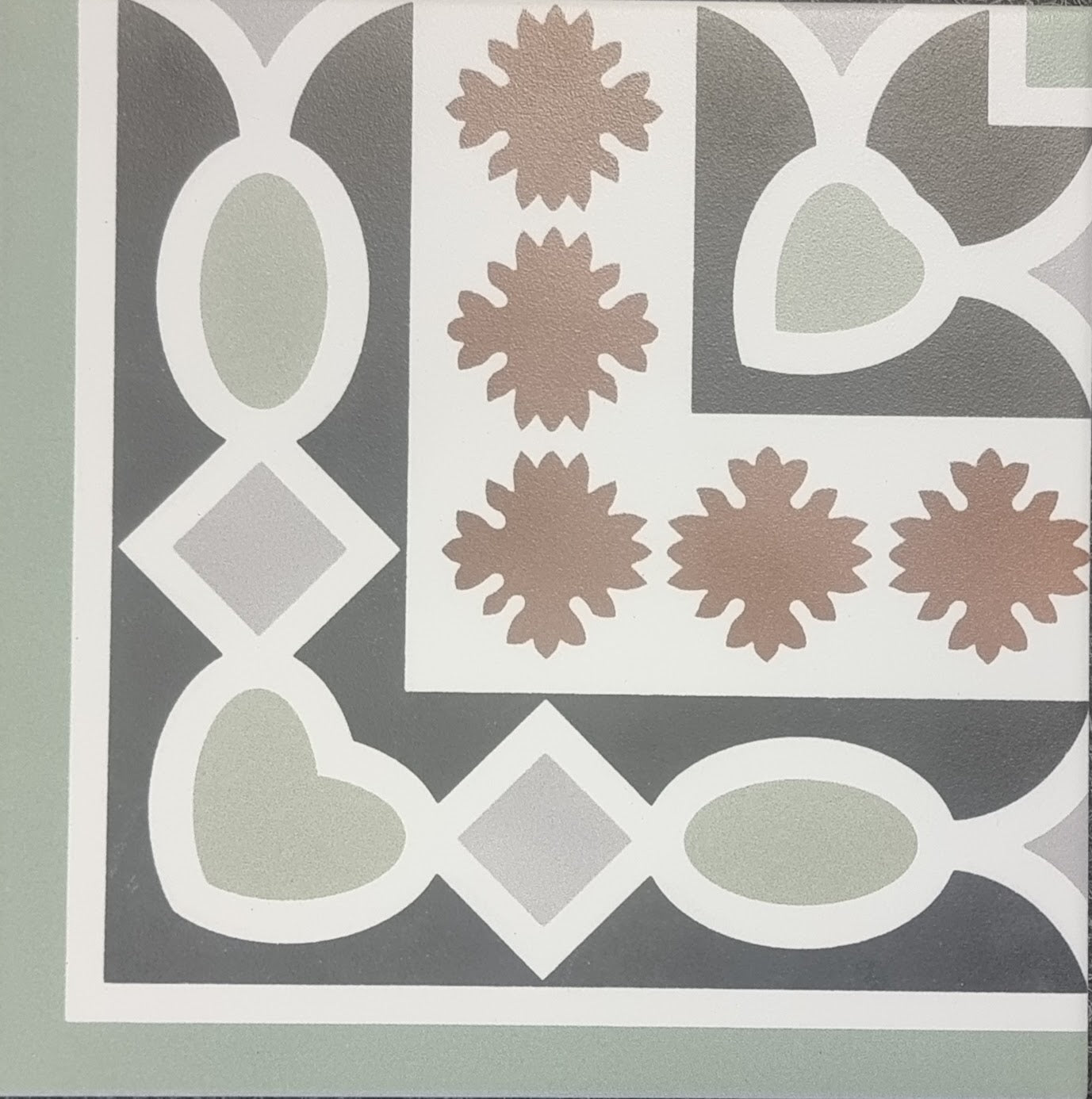FULL TILE SAMPLE Imperial Victorian Green Mini Tiles | Corner Tile | 15cm x 15cm