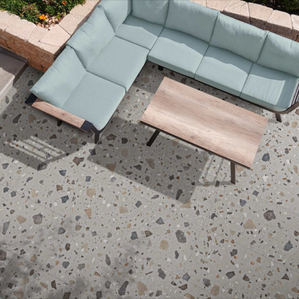 Lakestone Terrazzo Grey | 2cm Outdoor Porcelain Tile Slabs | 50cm x 100cm