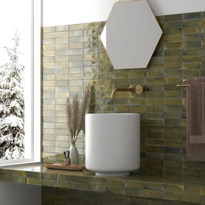 Saigon Olive Green Brick | Wall Tile | Moroccan Style | 5.1cm x 16.1cm