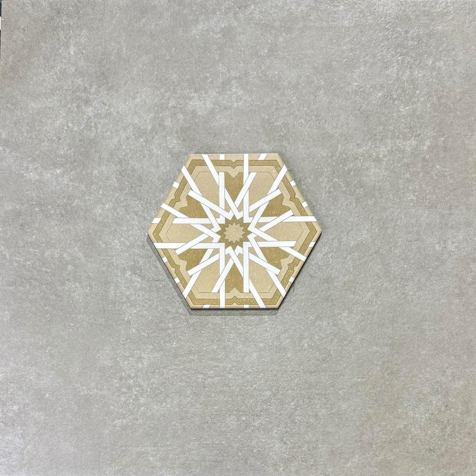 FULL TILE SAMPLE Medina Hormuz Moroccan Vintage Gold Pattern Hexagon