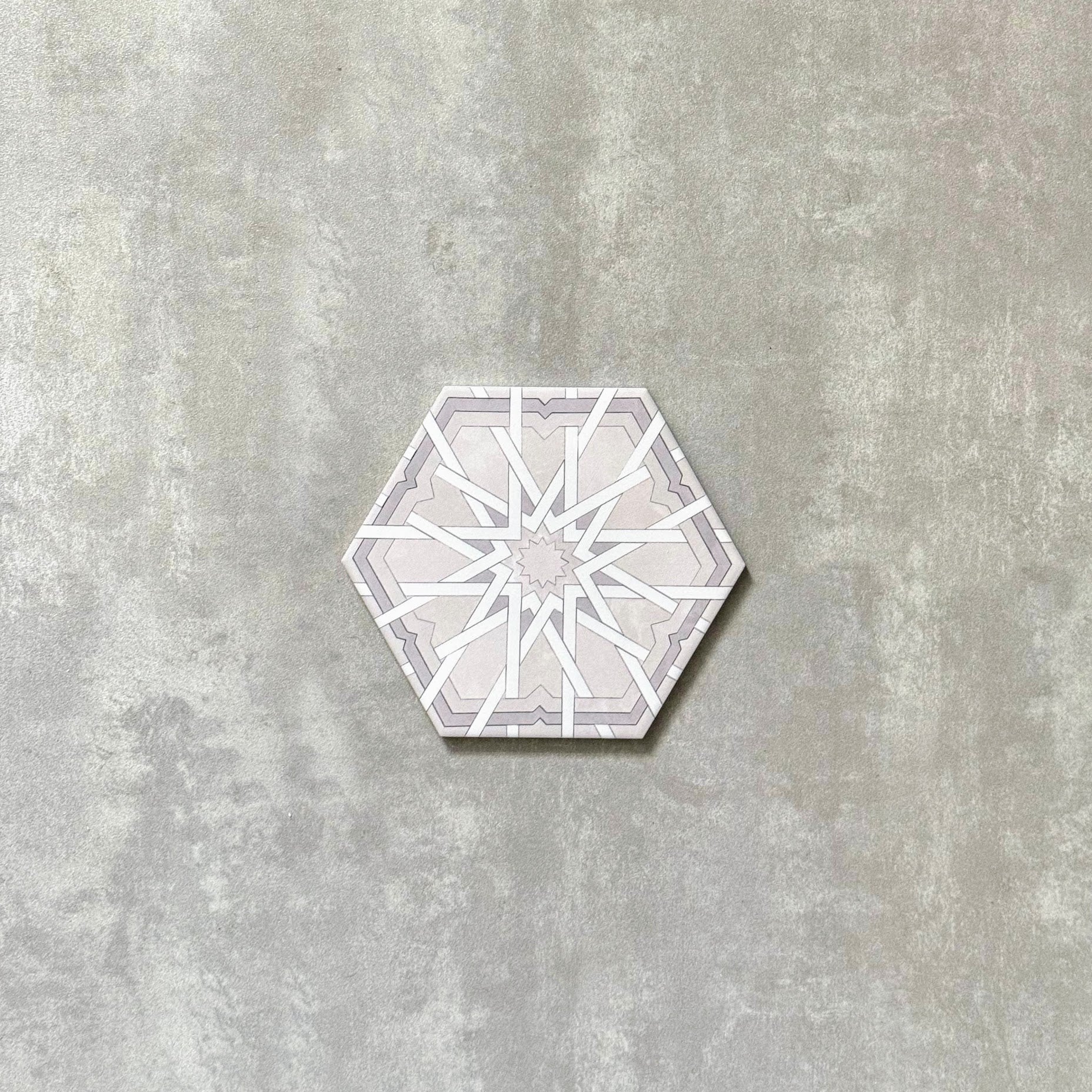 FULL TILE SAMPLE Medina Hormuz Moroccan Snow White Pattern Hexagon