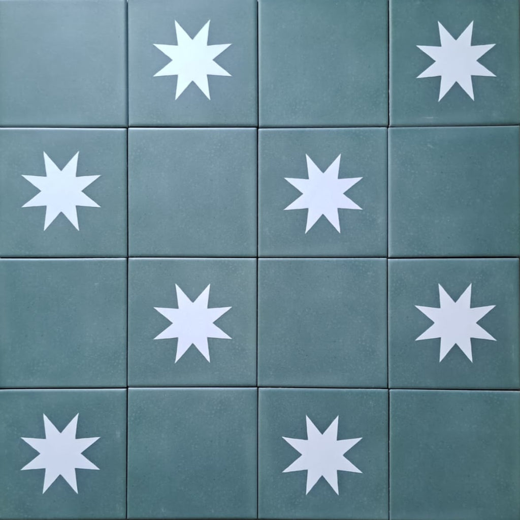 Rubins Green Base MINI Moroccan Porcelain Wall & Floor Tile 15cm x 15cm