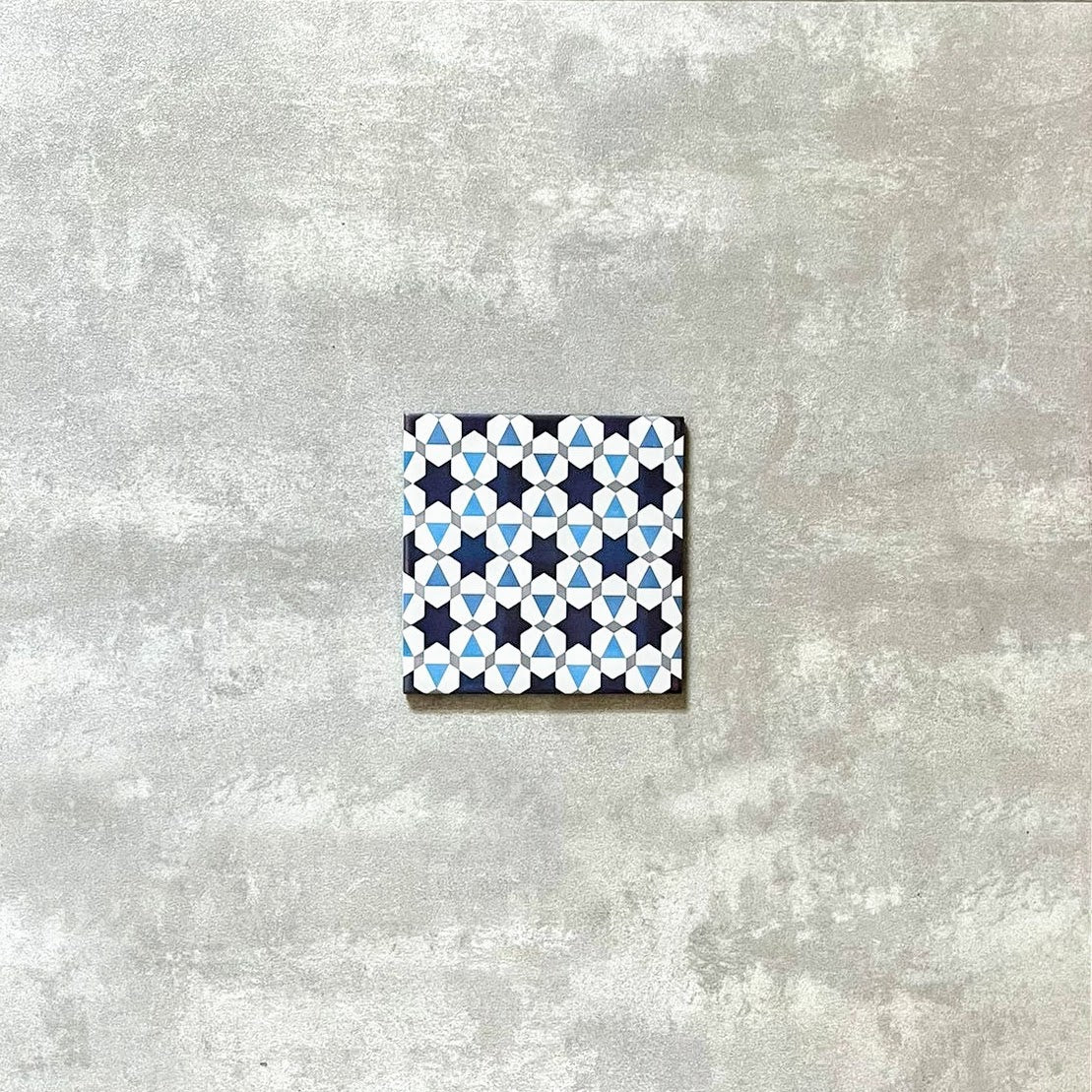 FULL TILE SAMPLE Meknes Blue Stars MINI 15cm x 15cm
