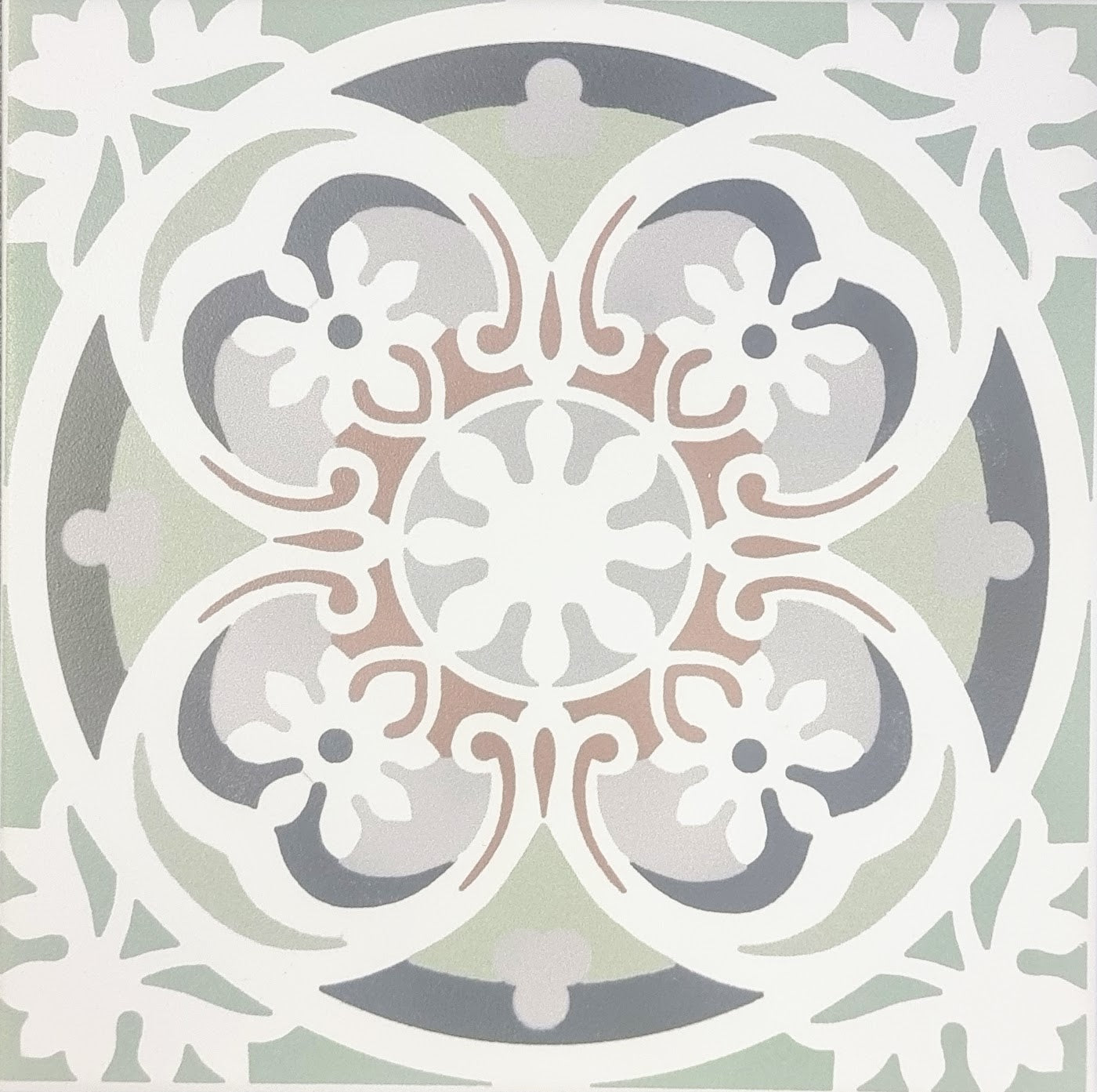 FULL TILE SAMPLE Imperial Victorian Green Mini Tiles | Main Tile | 15cm x 15cm