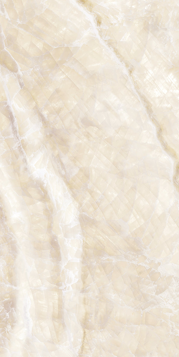 CUT TILE SAMPLE Lumen Precious Stone | Ivory Polished Porcelain Tiles  | 60cm x 120cm