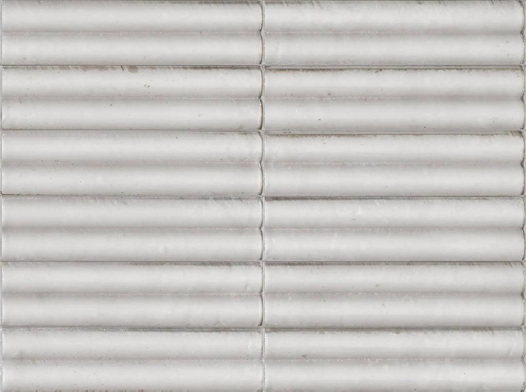 Levent Antique White Fluted Gloss Decor Porcelain Tiles 6cm x 24cm