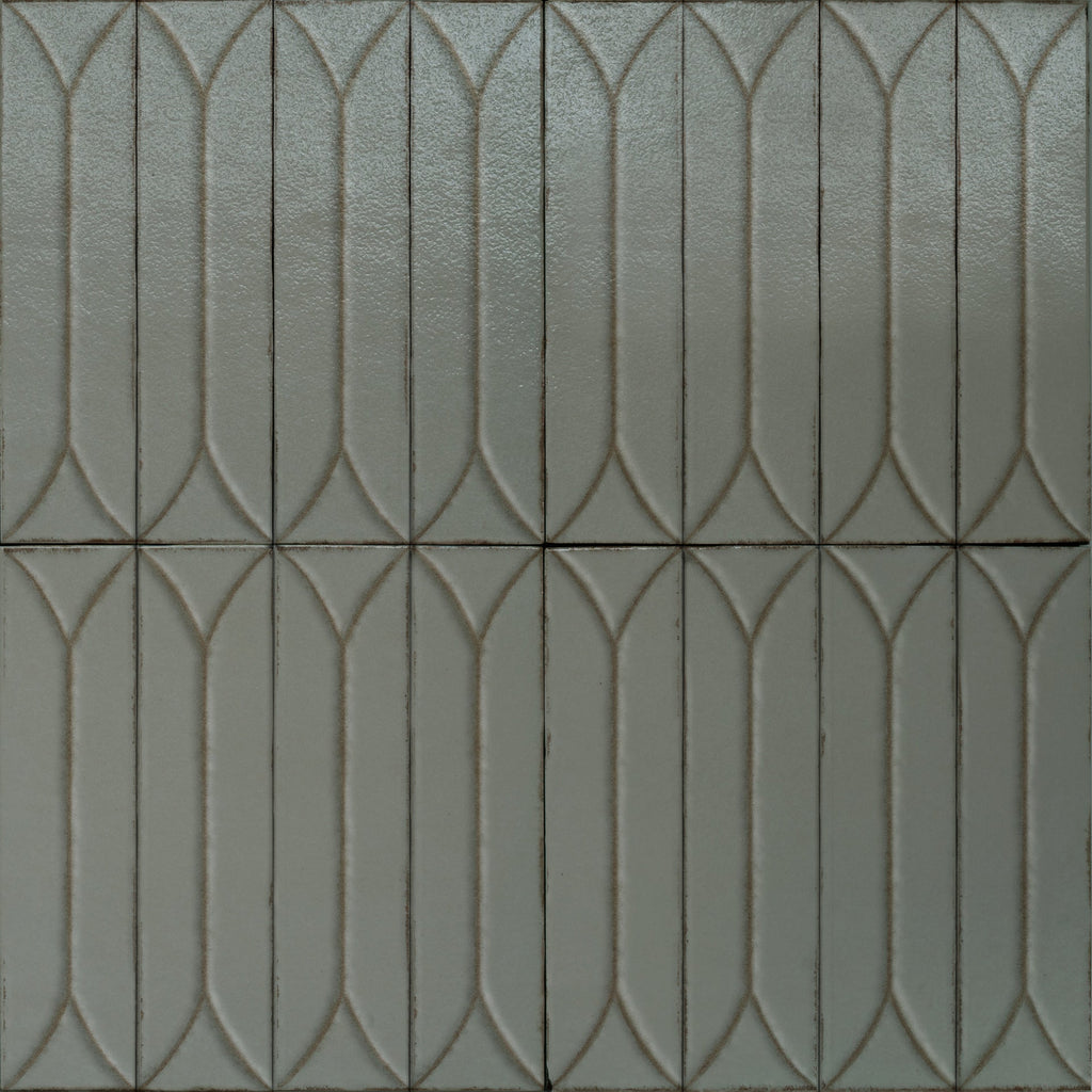 Baroque Decor Lichen Green Porcelain Wall Tiles 9.1cm x 37.5cm