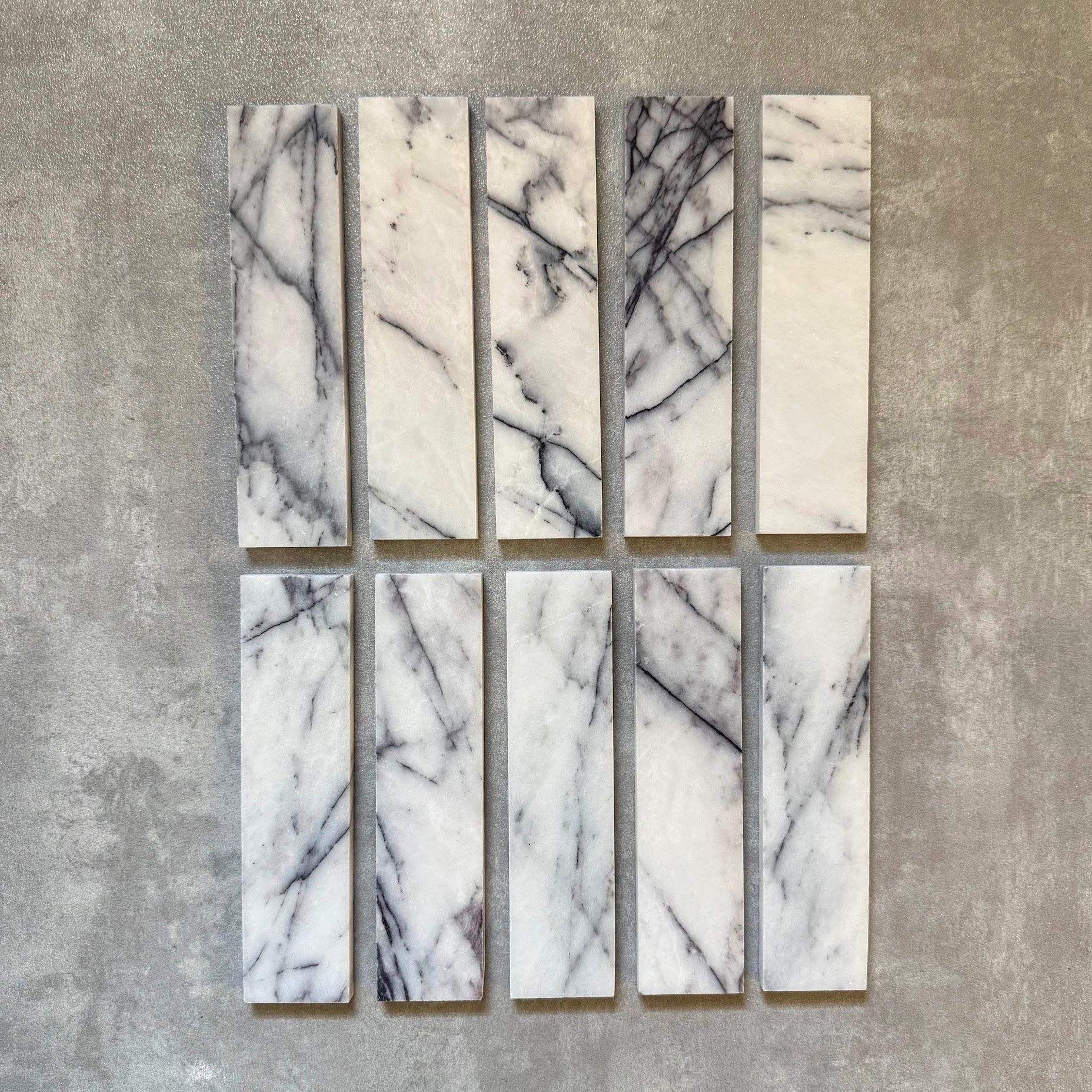 FULL TILE SAMPLE | Fayrouz Honed Lilac Marble | 5cm x 20cm