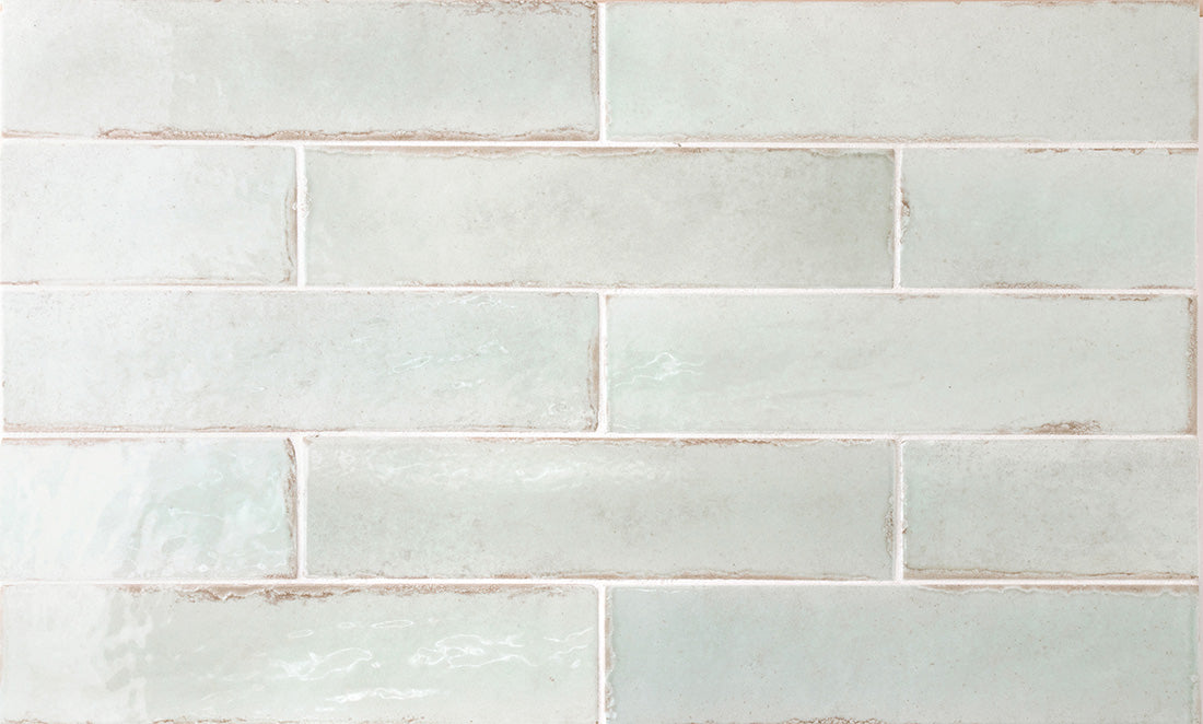 FULL TILE SAMPLE Nomad Mint Green Brick Industrial Style Wall Tiles | 6cm x 24.6cm
