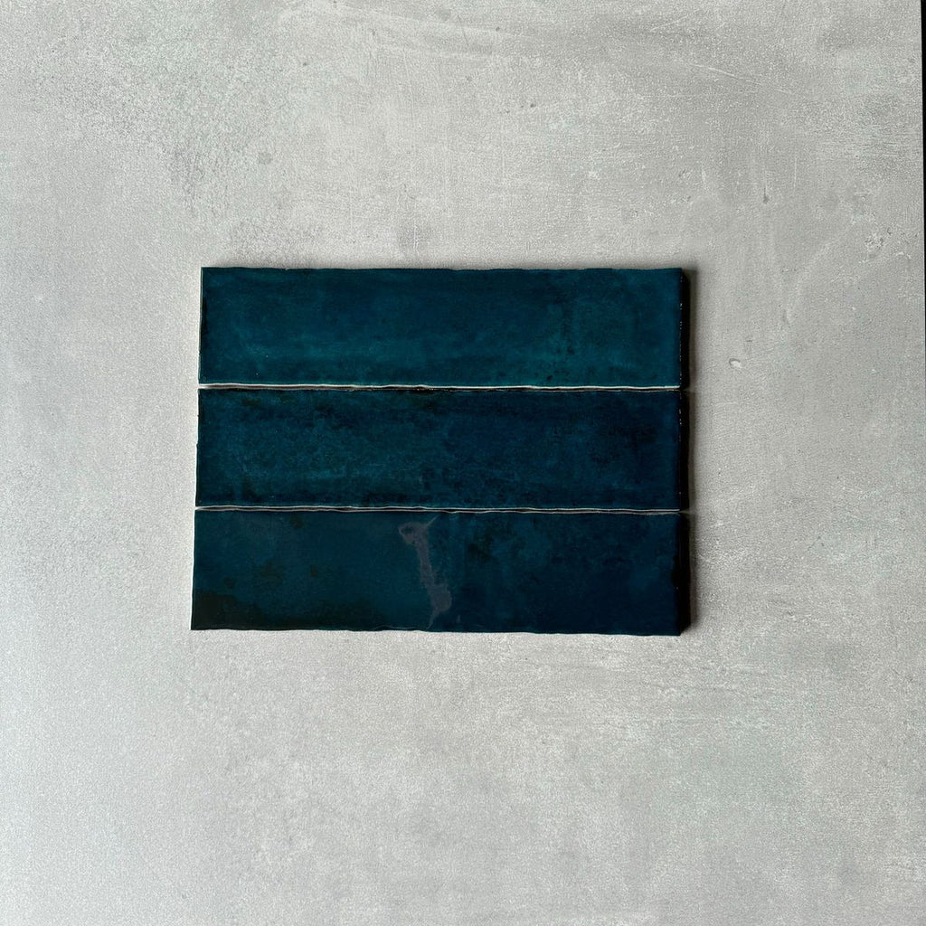 Nairobi Tile | Gloss Blue | Handmade Effect | Rustic Tile | 7.5cm x 30cm