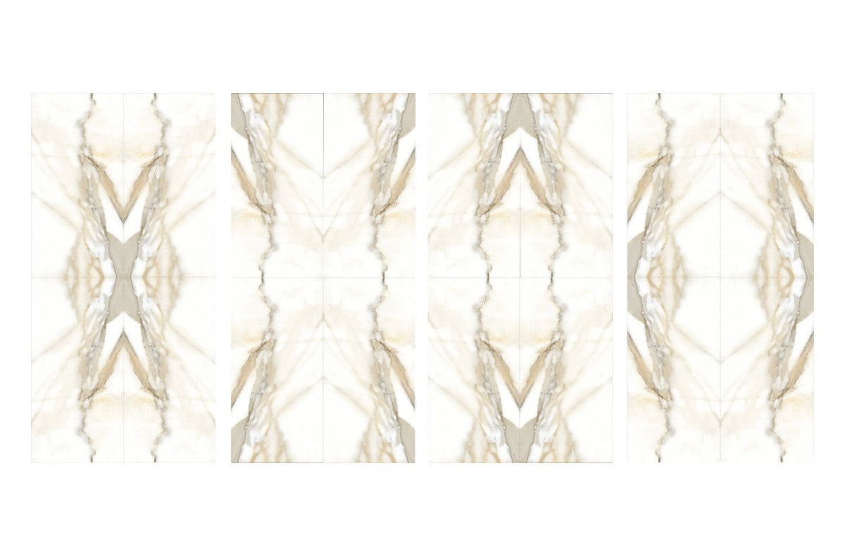 CUT TILE SAMPLE Calacatta Oro Marble Book Matched A and B 60cm x 120cm (cut piece 15cm x 30cm approx)