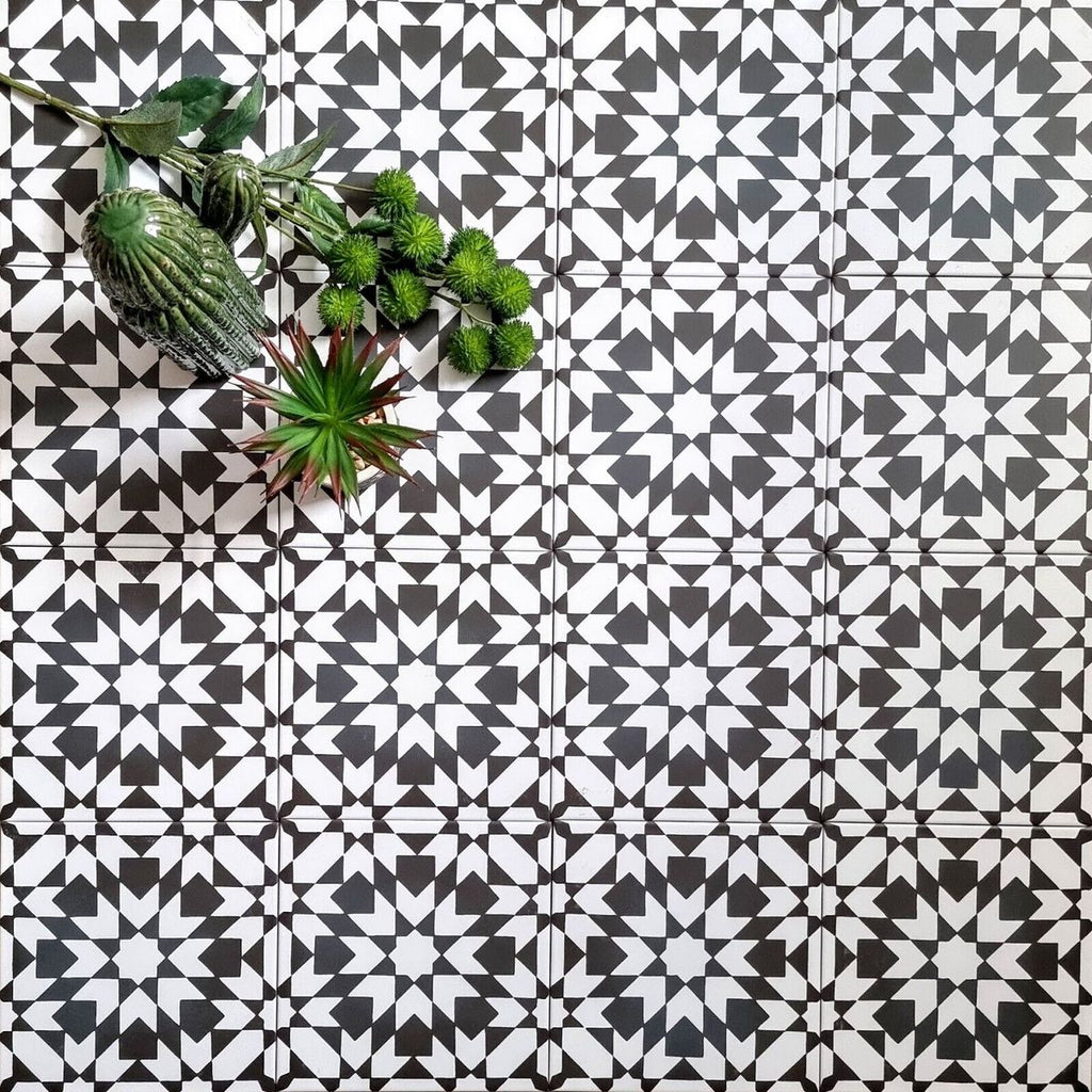 Ottoman Black Moroccan Wall & Floor Anti Slip Tiles 20cm x 20cm