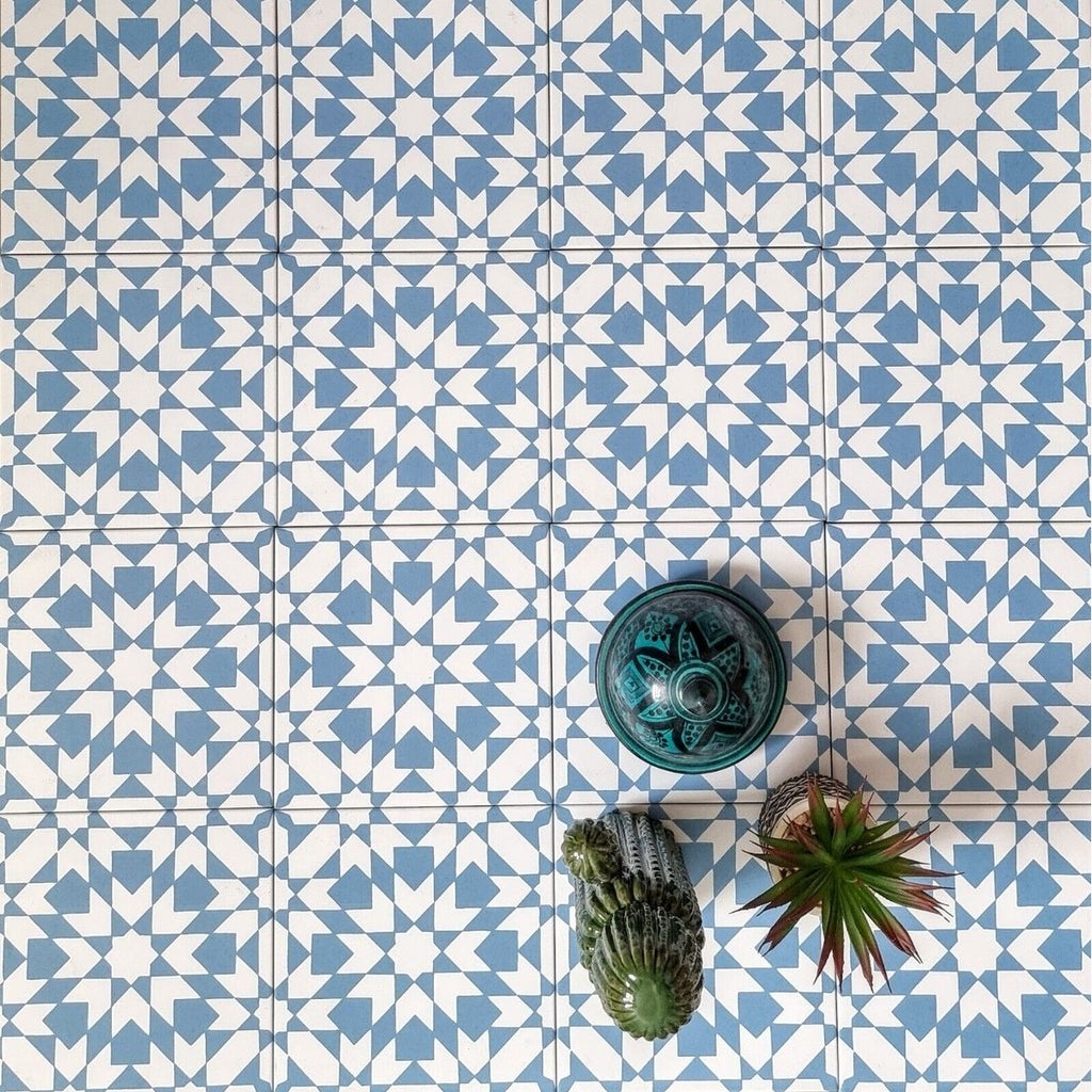 Ottoman Blue Moroccan Wall & Floor Anti Slip Tiles 20cm x 20cm
