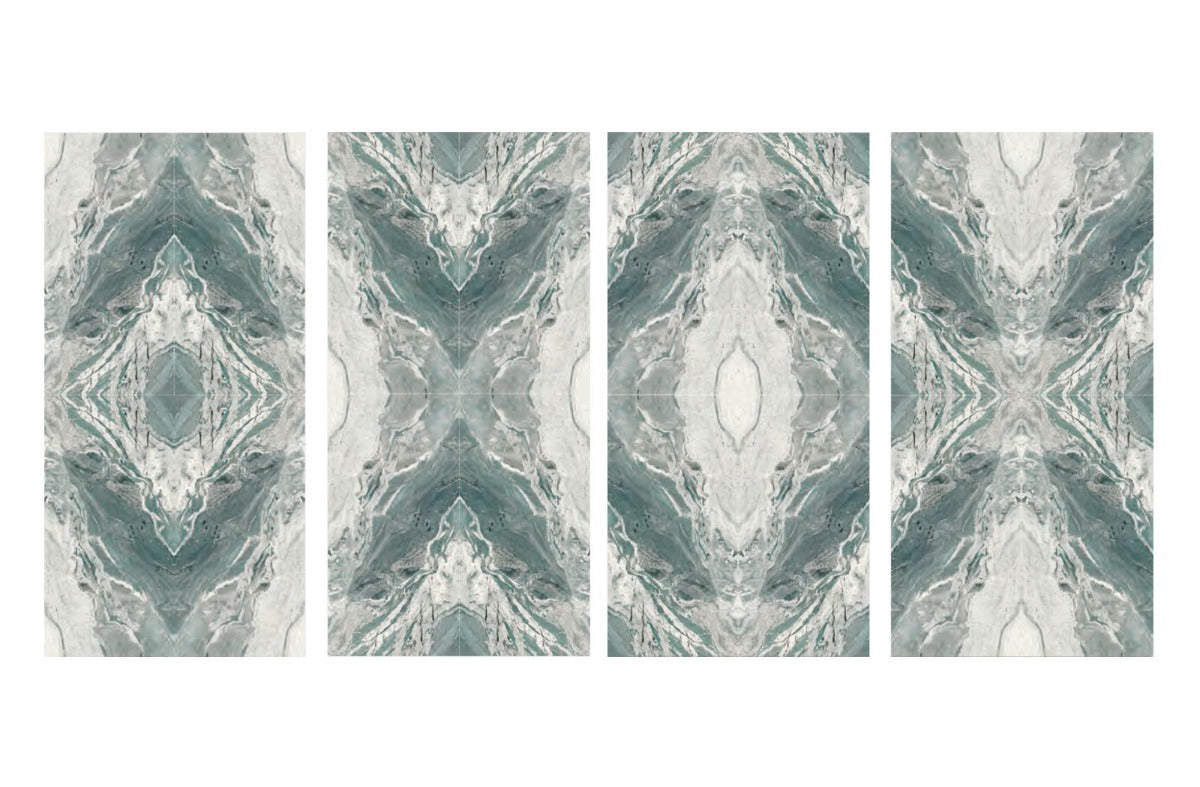 CUT TILE SAMPLE Pacific Green Marble Book Matched A and B 60cm x 120cm (cut piece 15cm x 30cm approx)