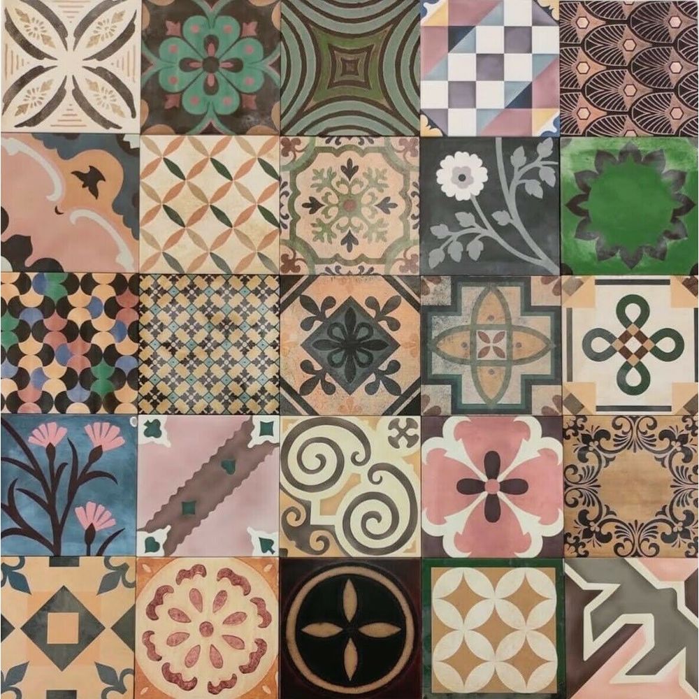 CUT TILE SAMPLE Cuba Patchwork 20cm x 20cm 3 x Cut Tile Samples
