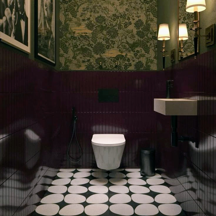 Pebbles Black Moroccan Pattern Tiles  20cm x 20cm
