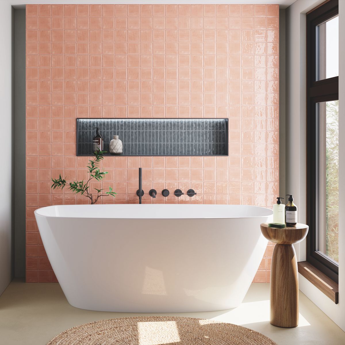 FULL TILE SAMPLE Confectionary Coral Pink 20cm x 20cm