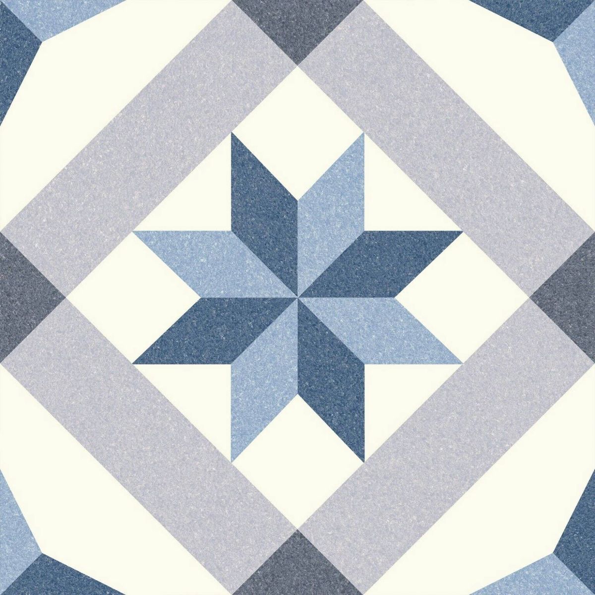FULL TILE SAMPLE Riviera Menton Star Blue 25cm x 25cm