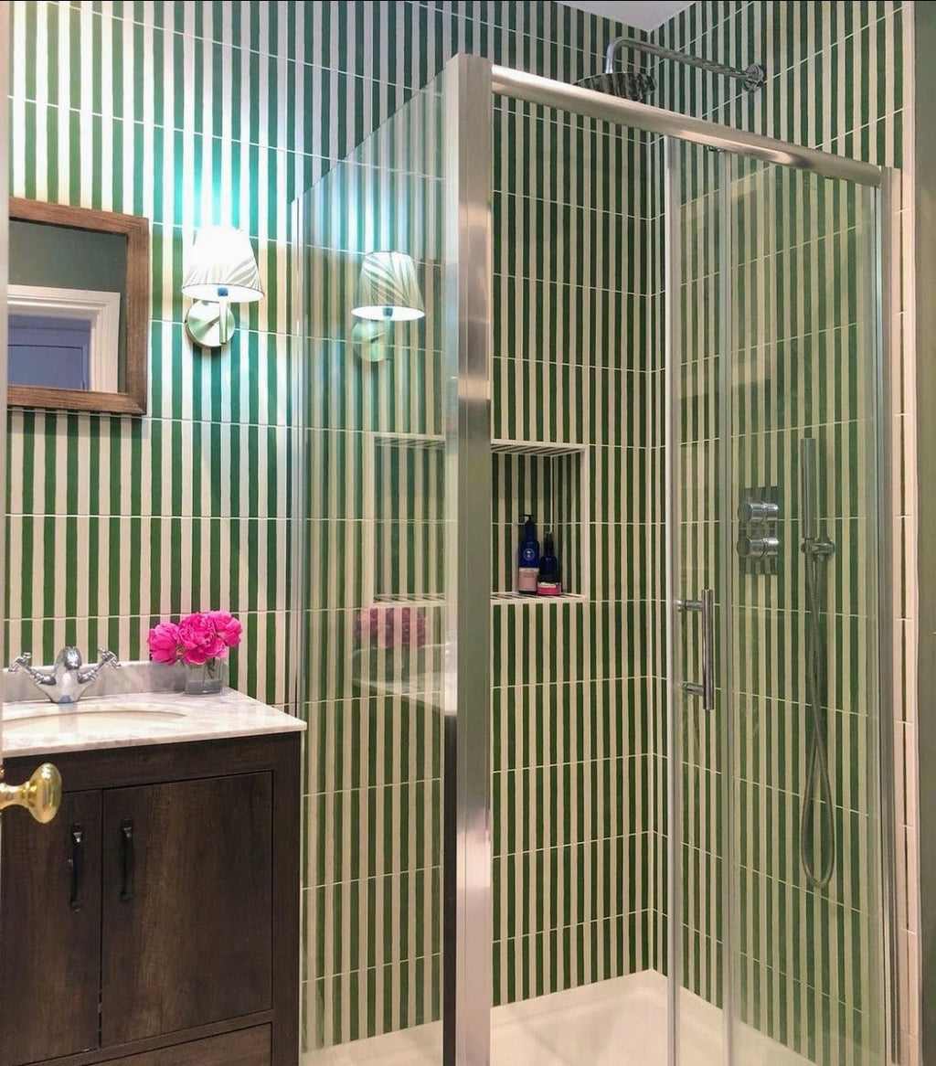 Pinstripes Green Tile Indoor & Outdoor Tiles 20cm x 20cm