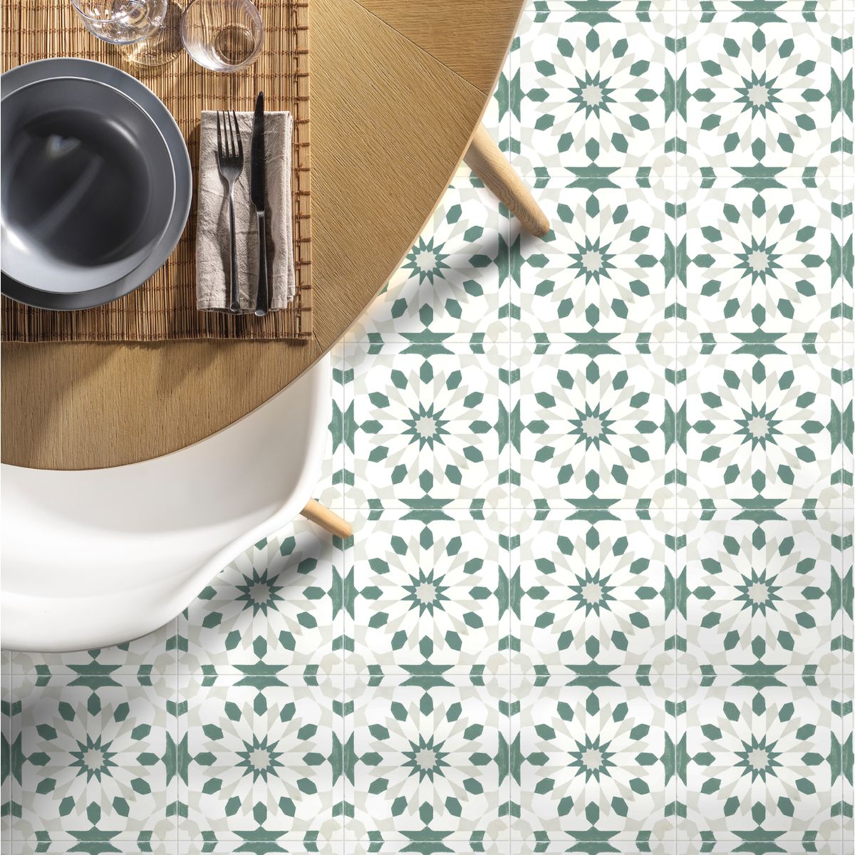 FULL TILE SAMPLE Souk Green A Pattern 20cm x 20cm
