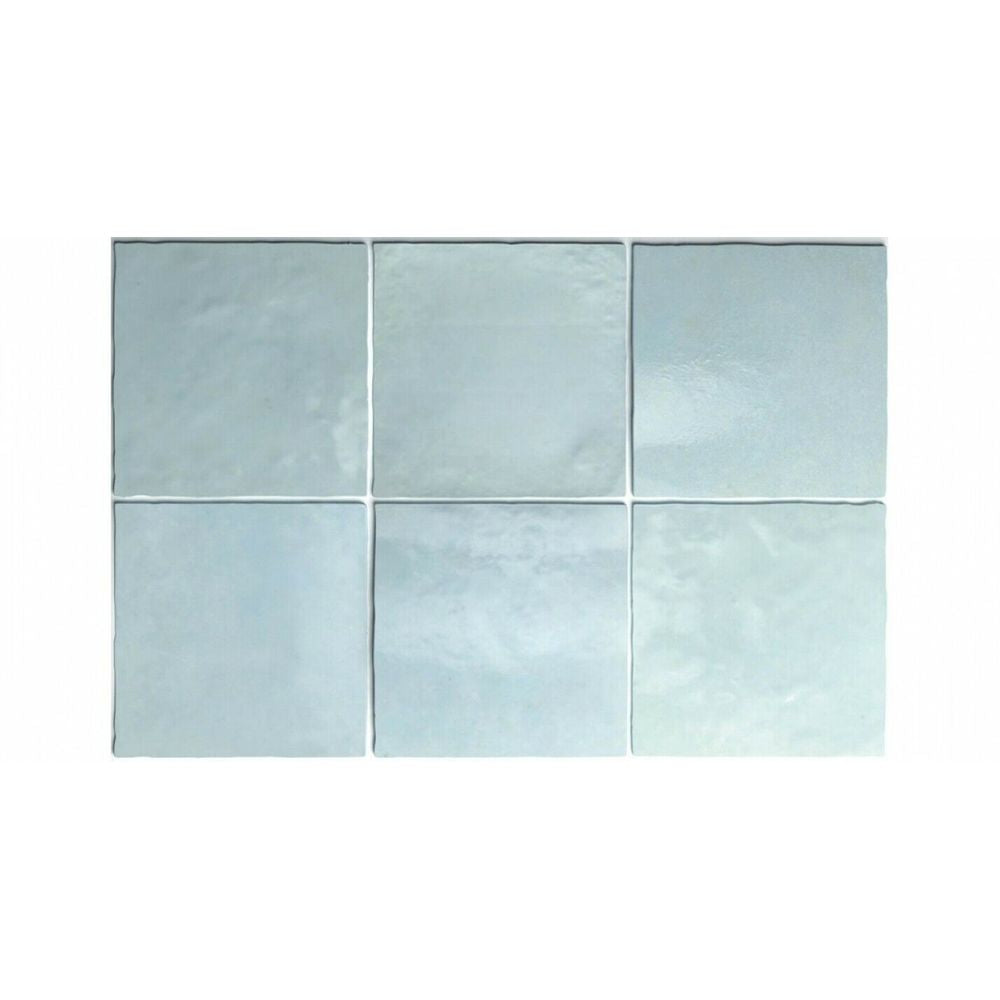 FULL TILE SAMPLE Zellige Square AQUA BLUE Moroccan Handmade Style 13.2cm x 13.2cm
