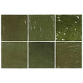 FULL TILE SAMPLE Zellige Square BOTANICAL GREEN Moroccan Handmade Style 13.2cm x 13.2cm