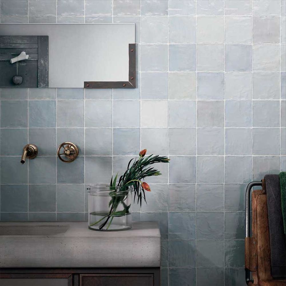 FULL TILE SAMPLE Zellige Square LAVENDER BLUE Moroccan Handmade Style 13.2cm x 13.2cm